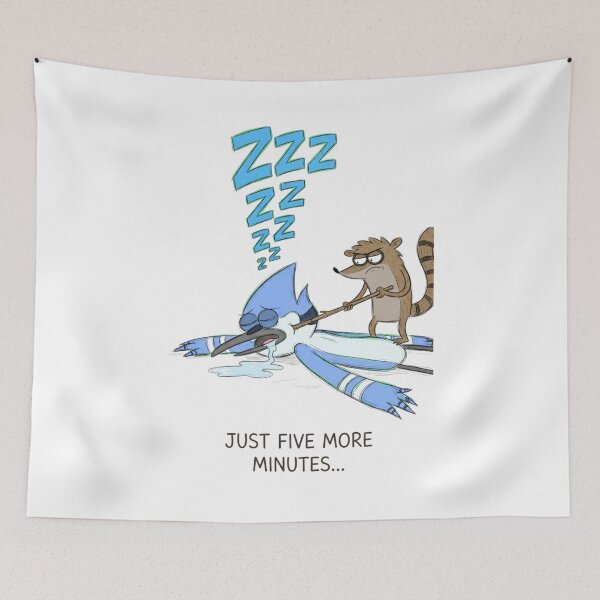Item preview, Rigby Poking Sleeping Mordecai Just Five More Minutes Regular Show Fan Art designed and sold by FreakToons.