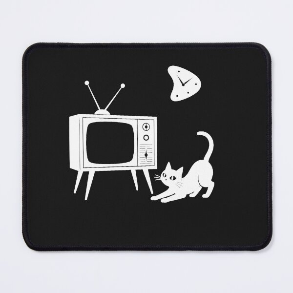Item preview, Mid-Century Modern Cat & TV White Ink designed and sold by Retroteez.