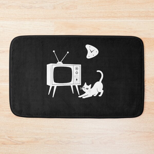 Item preview, Mid-Century Modern Cat & TV White Ink designed and sold by Retroteez.