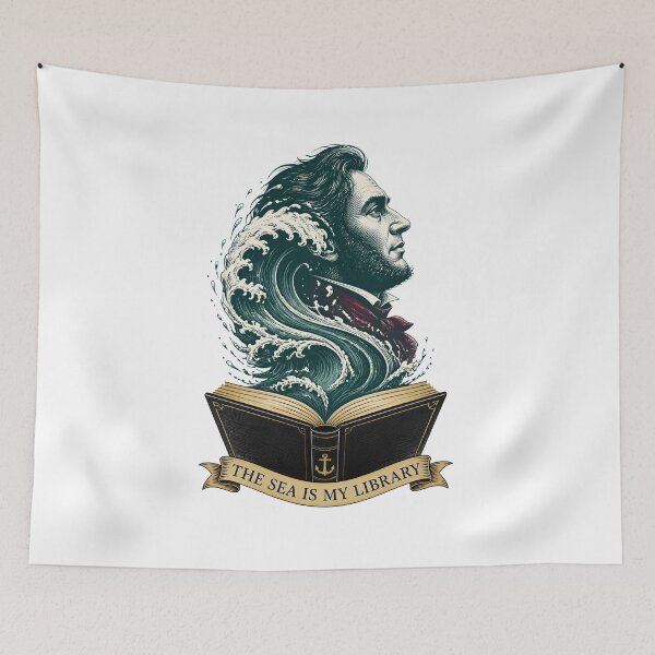 Item preview, Moby Dick: The Sea Is My Library Wave Portrait designed and sold by Fenay Designs.