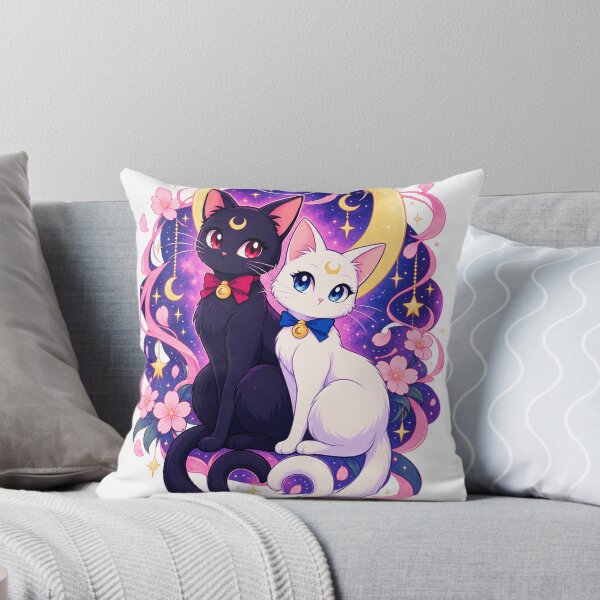 Item preview, Celestial Moon Cats – Kawaii Black & White Magical Cat Duo designed and sold by JRdesigns25.