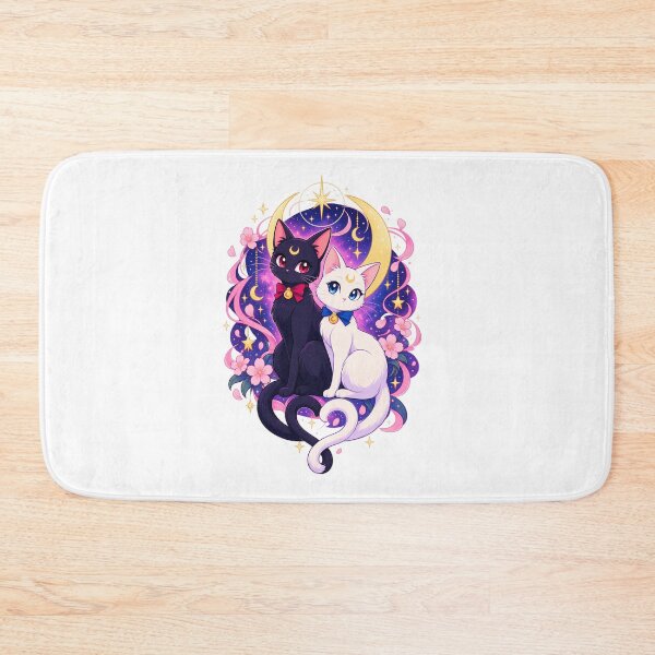 Item preview, Celestial Moon Cats – Kawaii Black & White Magical Cat Duo designed and sold by JRdesigns25.