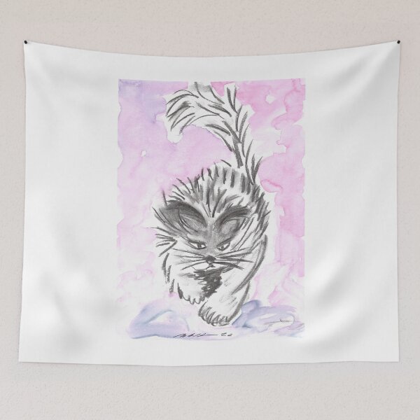 Item preview, Cat, Katze, A Fur-Ball on a Mission, Pink/Purple designed and sold by Anke‘s Bazaar.