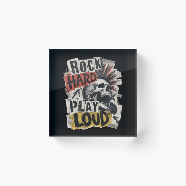 Item preview, Rock Hard Play Loud Punk Skull Mohawk metal Hard Rockin designed and sold by Jt41.