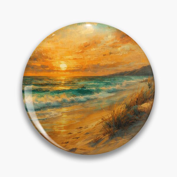 Item preview, Coastal Sunset Beach - Teal and Amber Ocean Art designed and sold by Joey Santiago.
