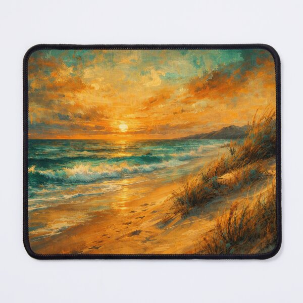 Item preview, Coastal Sunset Beach - Teal and Amber Ocean Art designed and sold by Joey Santiago.