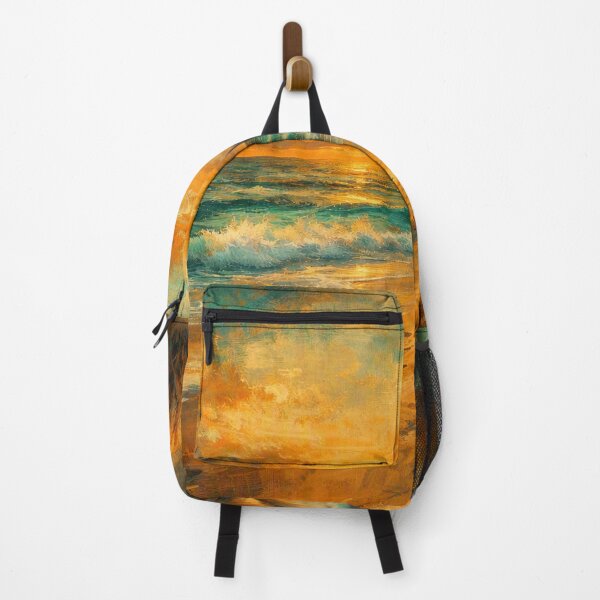 Item preview, Coastal Sunset Beach - Teal and Amber Ocean Art designed and sold by Joey Santiago.