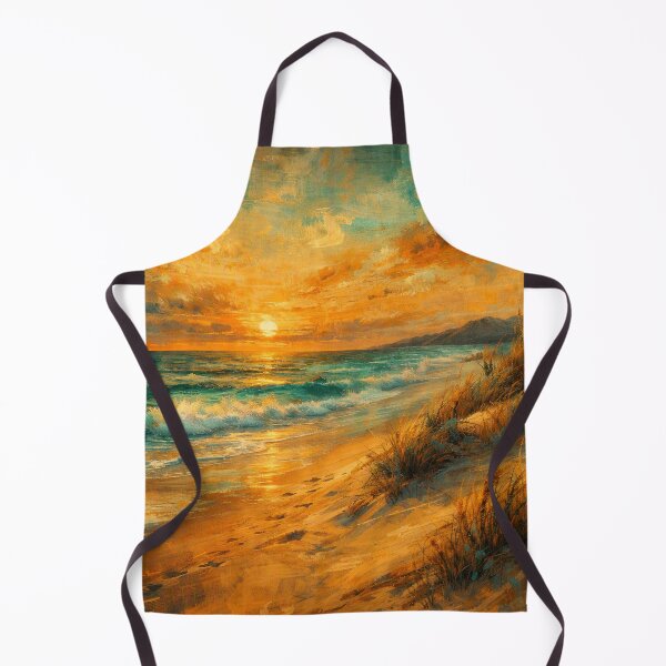 Item preview, Coastal Sunset Beach - Teal and Amber Ocean Art designed and sold by Joey Santiago.