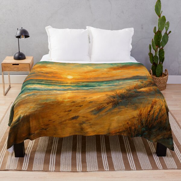 Item preview, Coastal Sunset Beach - Teal and Amber Ocean Art designed and sold by Joey Santiago.