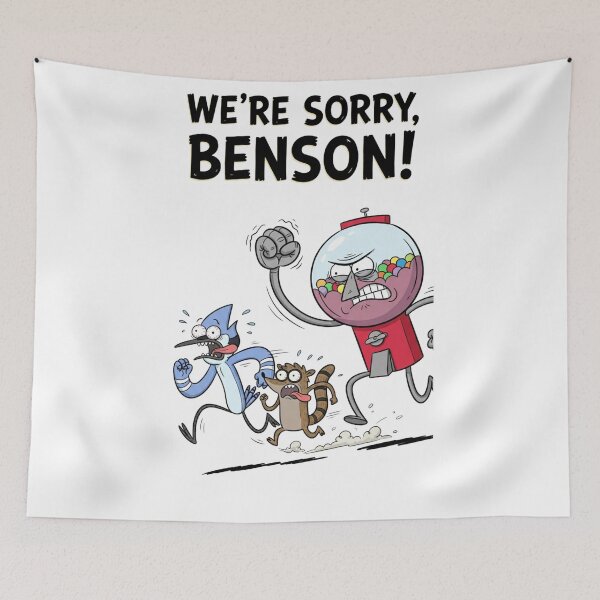 Item preview, Angry Benson Chasing Mordecai And Rigby Were Sorry Benson Regular Show Fan Art designed and sold by FreakToons.