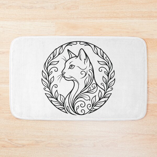 Item preview, Elegant Cat Botanical Wreath Line Art Illustration designed and sold by ZUMERI.