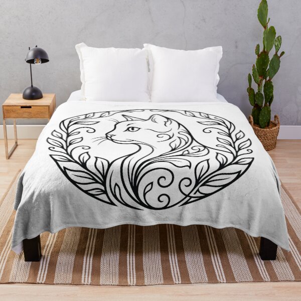 Item preview, Elegant Cat Botanical Wreath Line Art Illustration designed and sold by ZUMERI.