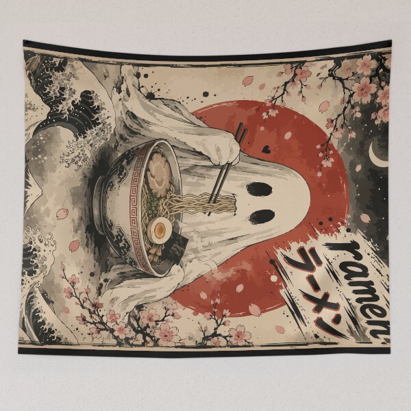 Item preview, Spooky Ghost Ramen Sumie Japanese Vintage designed and sold by TomFrontierArt.