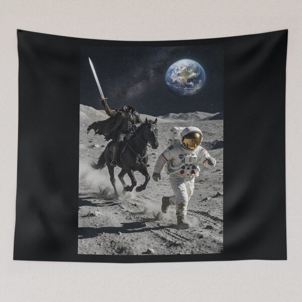 Item preview, Headless horseman chases NASA astronaut on the moon designed and sold by WiseBow.