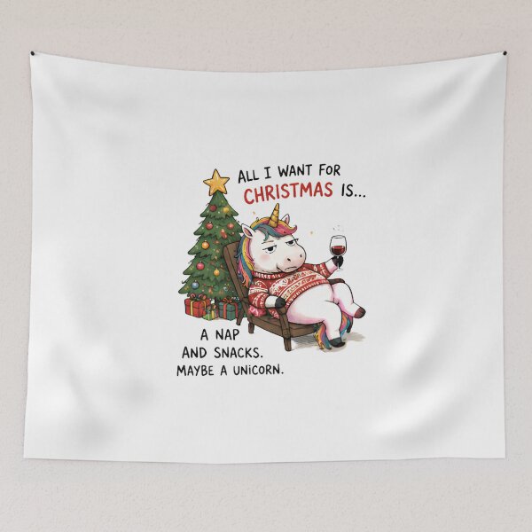 Item preview, All I Want For Christmas Is A Nap And Snacks Funny Unicorn designed and sold by Sitred123.