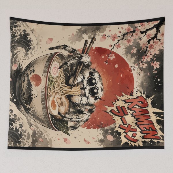 Item preview, Jumping Spider Ramen Sumie Japanese Vintage designed and sold by TomFrontierArt.