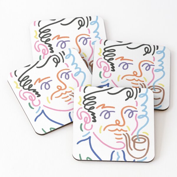 Item preview, Abstract Continuous Line Art Portrait – Man with Mustache & Pipe designed and sold by Craft-Qasba .