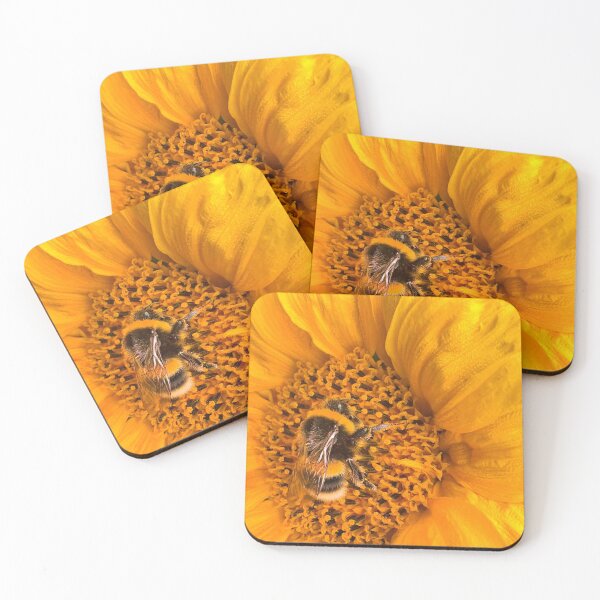 Item preview, Bee gathering pollen from a golden sunflower designed and sold by Violaman.