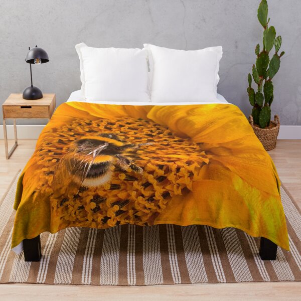 Item preview, Bee gathering pollen from a golden sunflower designed and sold by Violaman.