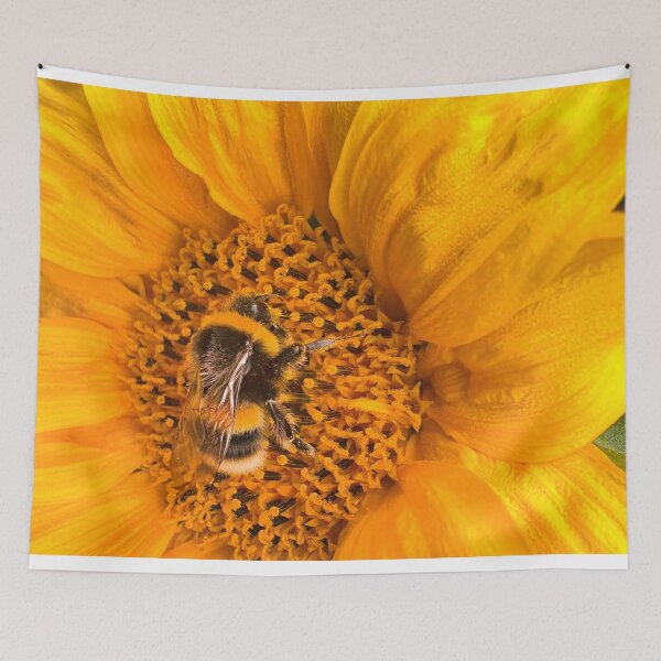 Item preview, Bee gathering pollen from a golden sunflower designed and sold by Violaman.