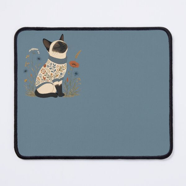 Item preview, Siamese Cat in Floral Sweater – Cozy Elegant Cat designed and sold by SilentPowerArt.