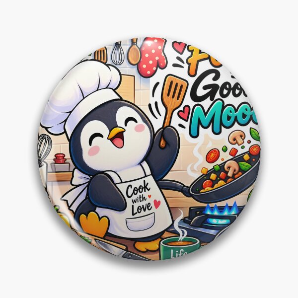 Item preview, Good Food Good Mood Penguin Chef Sticker | Cute Cooking Penguin | Foodie Kitchen Sticker | Chef Gift designed and sold by GenZStickerHub1.