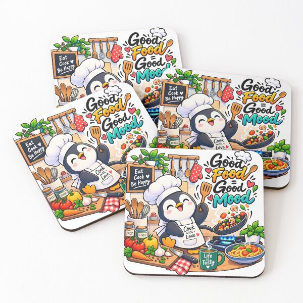 Item preview, Good Food Good Mood Penguin Chef Sticker | Cute Cooking Penguin | Foodie Kitchen Sticker | Chef Gift designed and sold by GenZStickerHub1.