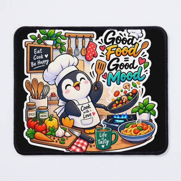 Item preview, Good Food Good Mood Penguin Chef Sticker | Cute Cooking Penguin | Foodie Kitchen Sticker | Chef Gift designed and sold by GenZStickerHub1.