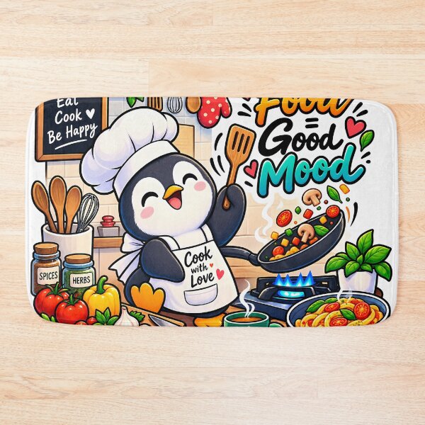 Item preview, Good Food Good Mood Penguin Chef Sticker | Cute Cooking Penguin | Foodie Kitchen Sticker | Chef Gift designed and sold by GenZStickerHub1.