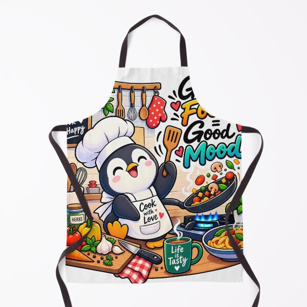 Item preview, Good Food Good Mood Penguin Chef Sticker | Cute Cooking Penguin | Foodie Kitchen Sticker | Chef Gift designed and sold by GenZStickerHub1.