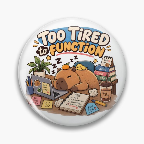 Item preview, Too Tired to Function Capybara Funny Cute Retro Work Humor designed and sold by suthee navakul.