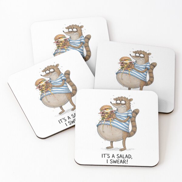 Item preview, Rigby Eating Massive Burger Its A Salad I Swear Regular Show Fan Art designed and sold by FreakToons.