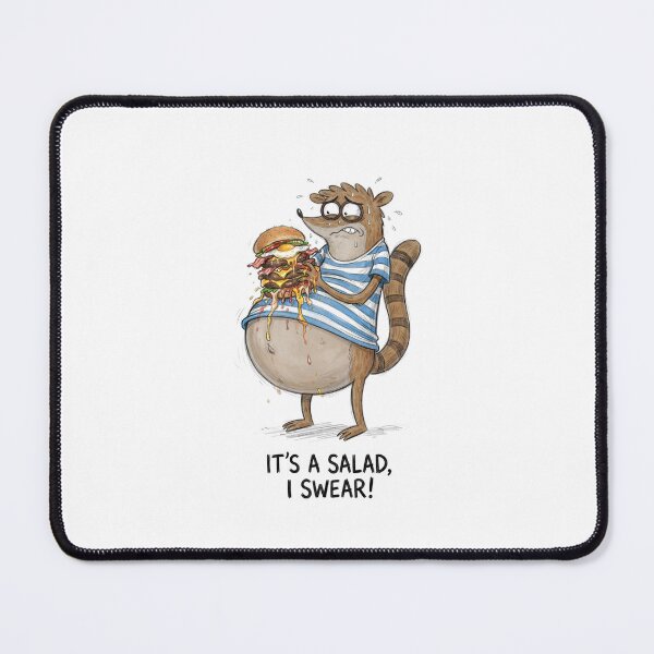 Item preview, Rigby Eating Massive Burger Its A Salad I Swear Regular Show Fan Art designed and sold by FreakToons.