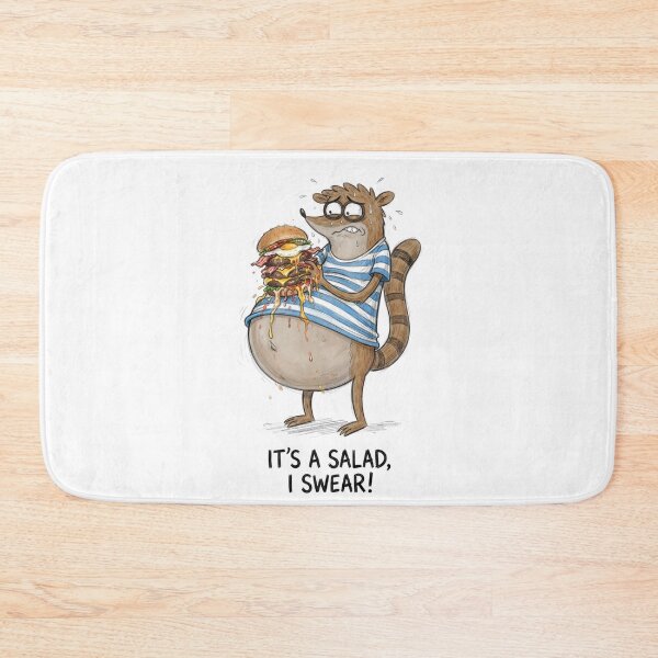 Item preview, Rigby Eating Massive Burger Its A Salad I Swear Regular Show Fan Art designed and sold by FreakToons.