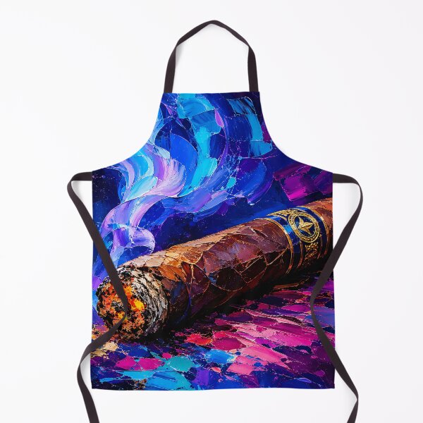 Item preview, Lit Cigar Oil Painting Vibrant Blue Purple Smoke Impasto Fine Art designed and sold by DesignArtist.ia.