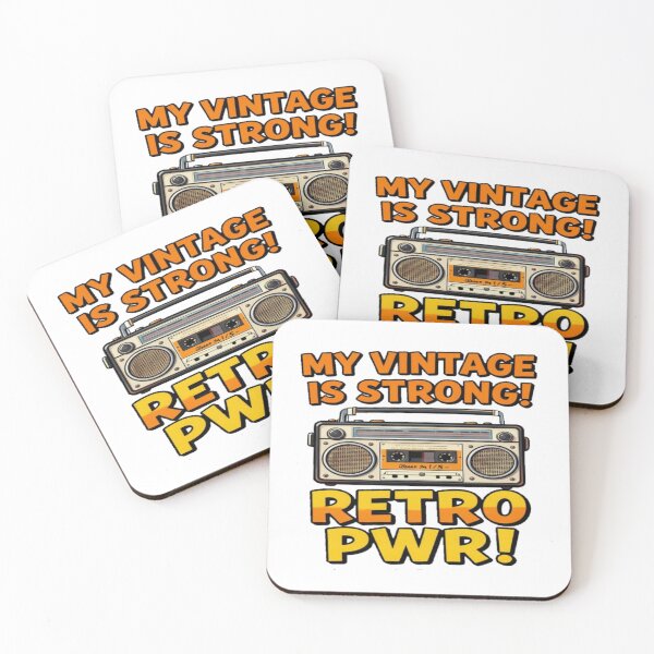 Item preview, Good for Boomer and Generations X old radio cassette quote MY VINTAGE IS STRONG! RETRO PWR! designed and sold by Giulivo Store Graphic.