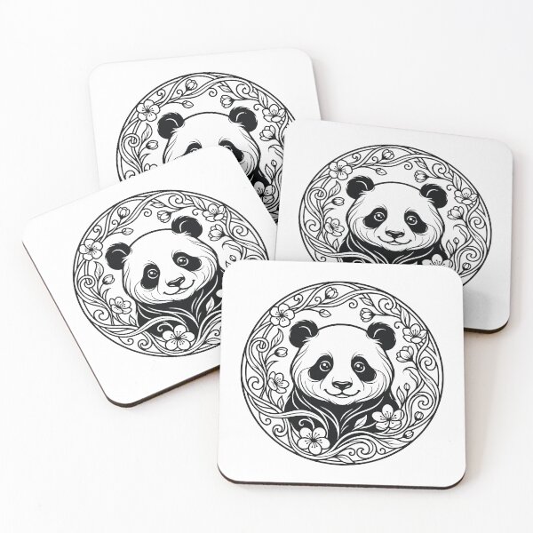 Item preview, Cute Panda Botanical Wreath Line Art Illustration designed and sold by ZUMERI.