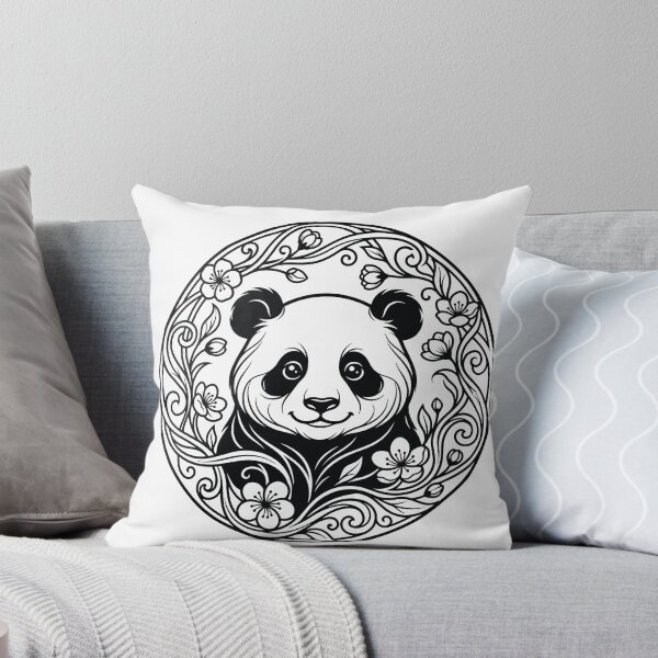 Item preview, Cute Panda Botanical Wreath Line Art Illustration designed and sold by ZUMERI.
