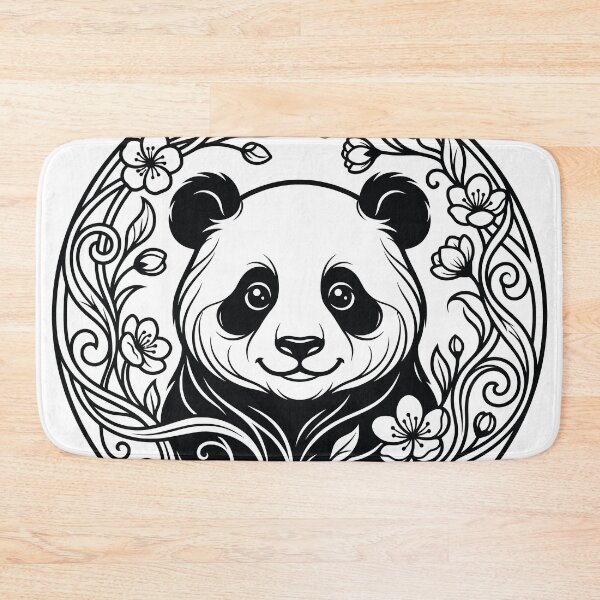 Item preview, Cute Panda Botanical Wreath Line Art Illustration designed and sold by ZUMERI.