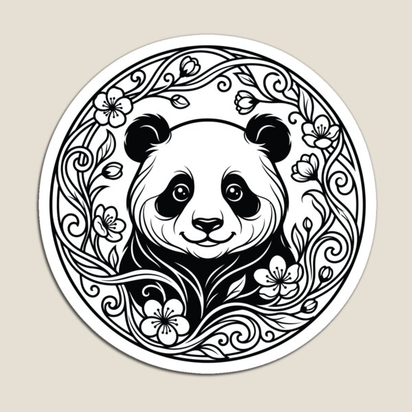 Item preview, Cute Panda Botanical Wreath Line Art Illustration designed and sold by ZUMERI.