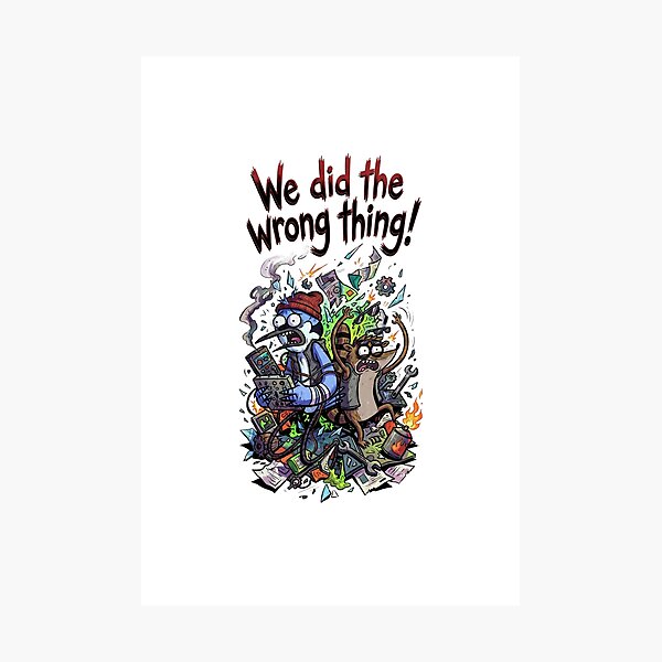 Item preview, Mordecai And Rigby We Did The Wrong Thing Explosion Regular Show Fan Art designed and sold by FreakToons.