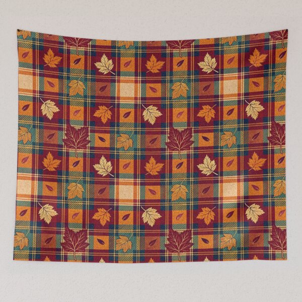 Item preview, Plaid and marple leaves fall- christmas pattern gift designed and sold by MentalDiaries.