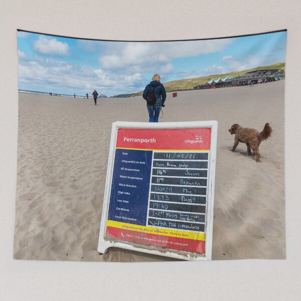 Item preview, Perranporth Surf Conditions Board on Beach with Lifeguards designed and sold by Paul Thompson Photography.