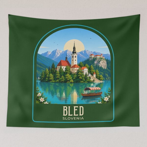 Item preview, Bled Vintage Travel Illustration designed and sold by HomeLivingCo.