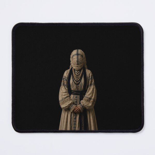 Item preview, Mysterious woman in traditional embroidered dress designed and sold by ZYVARENNE.