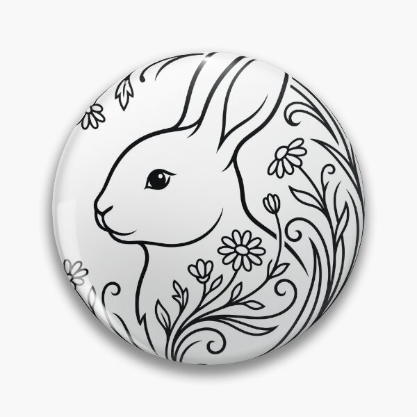 Item preview, Cute Bunny Floral Wreath Line Art Illustration designed and sold by ZUMERI.