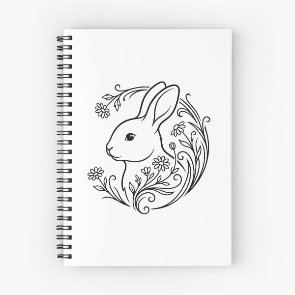 Item preview, Cute Bunny Floral Wreath Line Art Illustration designed and sold by ZUMERI.