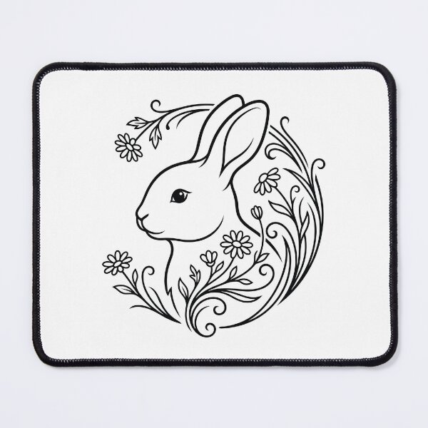 Item preview, Cute Bunny Floral Wreath Line Art Illustration designed and sold by ZUMERI.