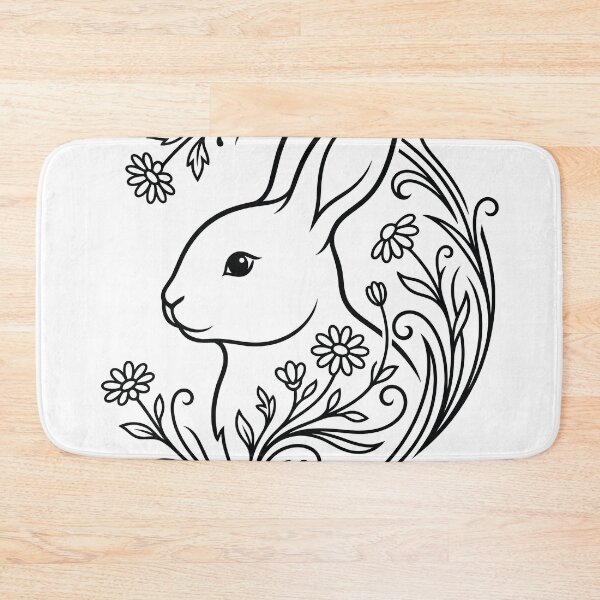 Item preview, Cute Bunny Floral Wreath Line Art Illustration designed and sold by ZUMERI.