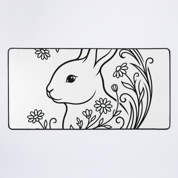 Item preview, Cute Bunny Floral Wreath Line Art Illustration designed and sold by ZUMERI.